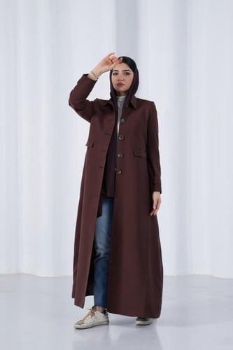 عباية ترنش كوت صيفي كريب مغسول - عودي