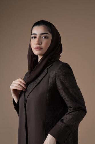 عباية بليزر كريب كتان بني وقطن ركامة
