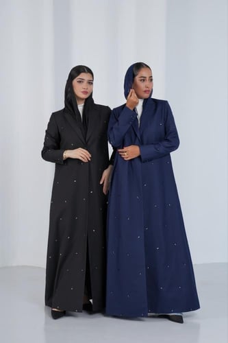 جاهز - عباية بليزر بكريستال دائري منثور - أسود / M...