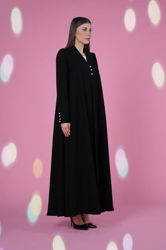 عباية كريب بأزاير لولو على الأكمام و الصدر مع طرحة...