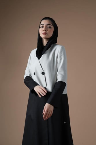 عباية بليزر هاف اند هاف كريب و لينن هندي