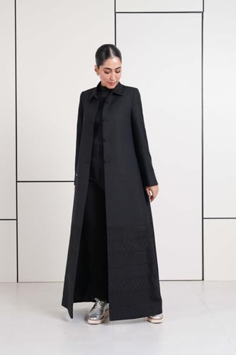 عباية بليزر لينن هندي أسود وقطن ركامة