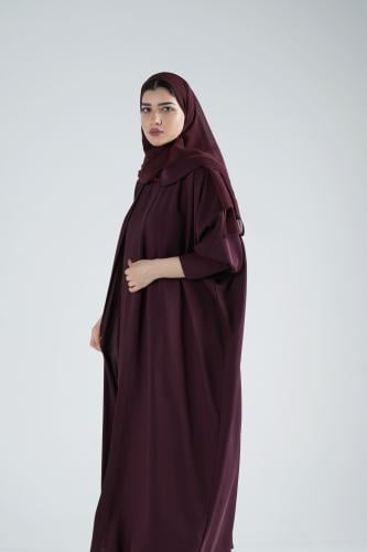 طقم ٣ قطع عباية نسمة - عنابي