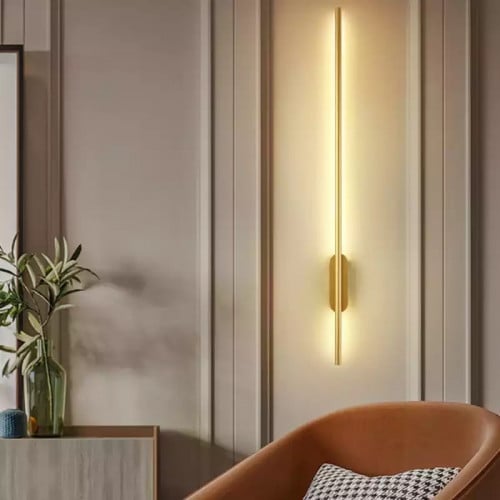 اضاءه جداريه خطيه ذهبي مقاس 100سم تعمل بالبطاريه ق...