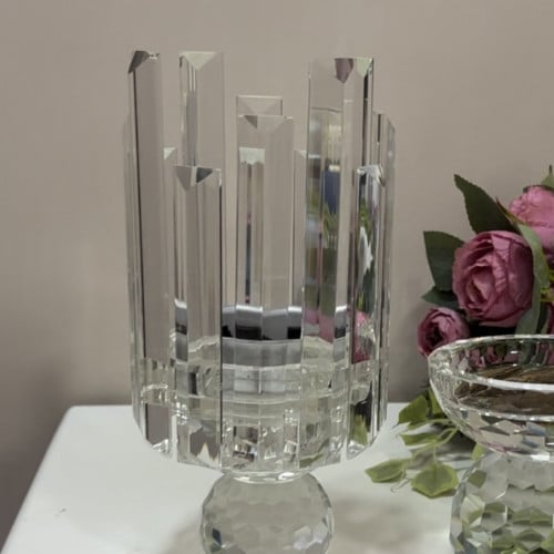 Crystal incense holder with luxurious columns