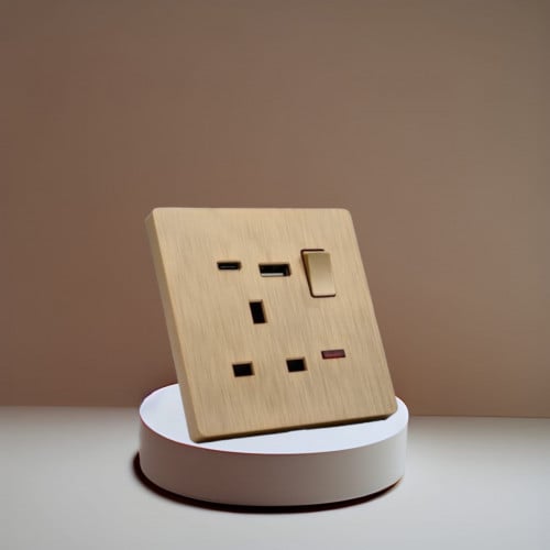 فيش 13 أمبير تايب سي USB ذهبي مطفي الرائد