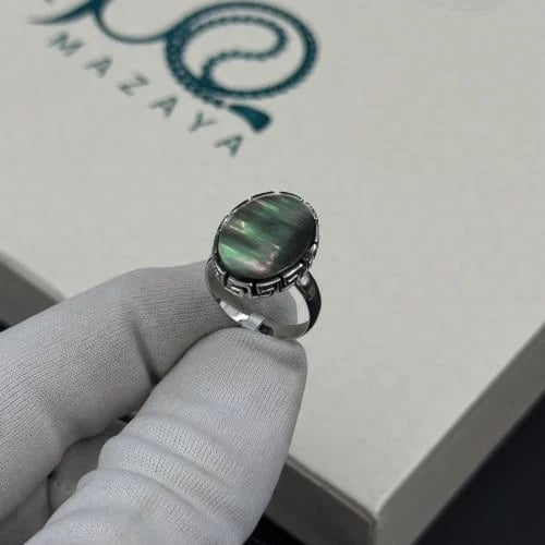 خاتم فضه شنكار رمادي- 925