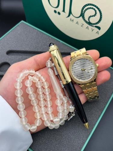 طقم ساعة قلم وسبحة