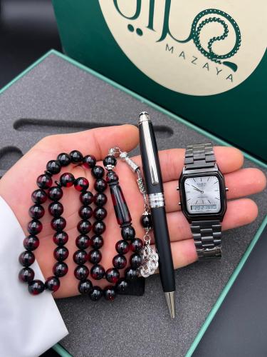 طقم ساعة قلم وسبحة