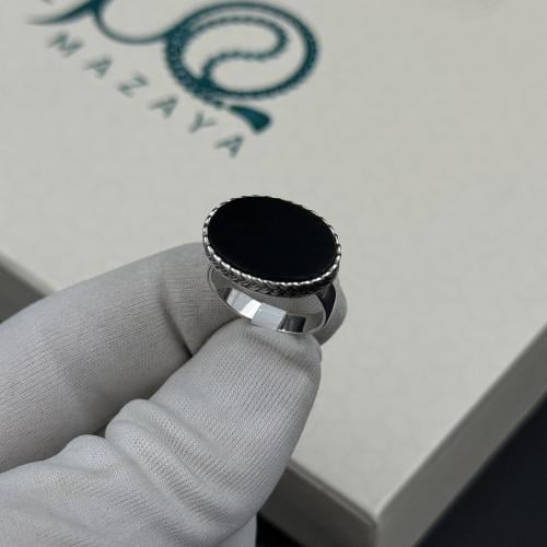 خاتم فضه شنكار اسود - 925