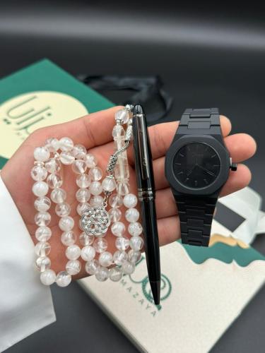 طقم ساعة قلم وسبحة