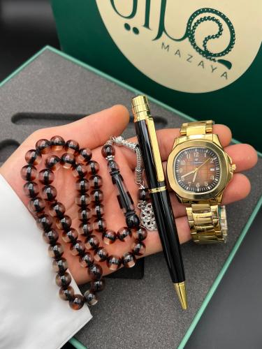 طقم ساعة قلم وسبحة