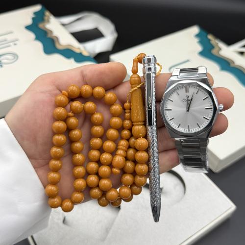طقم ساعة قلم وسبحة