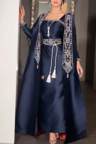 فستان مناسبات كحلي مع دارسيني