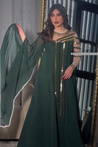 فستان اخضر شيفون فخامة ستايل