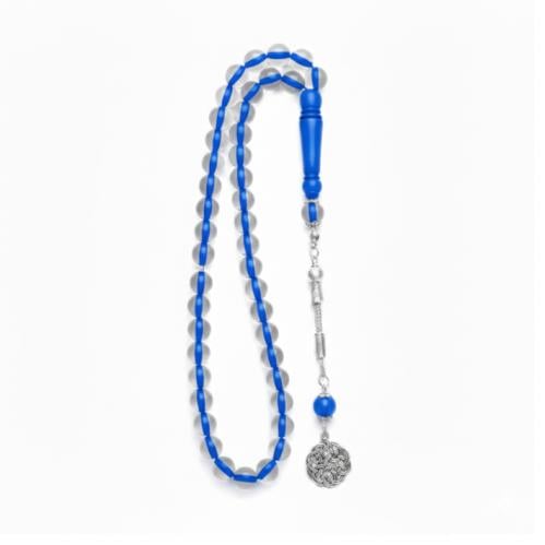 سبحة بكلايت شفاف ازرق