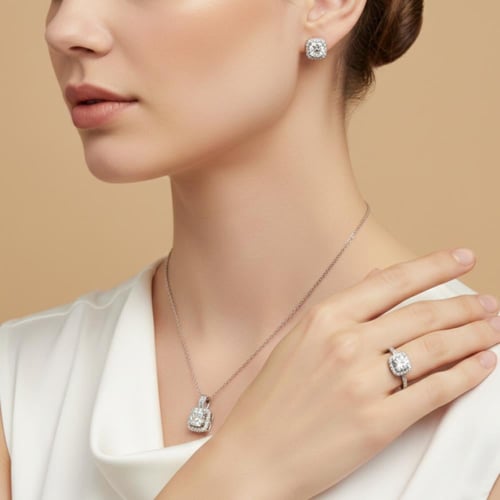 طقم زركون أبيض