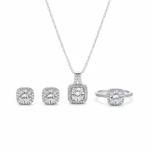 طقم زركون أبيض