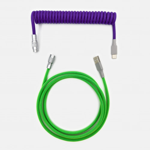 PURPLE-ON-GREEN SPACE COILED CABLE