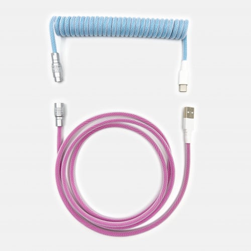 LIGHT BLUE-ON-PINK SPACE COILED CABLE