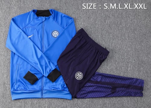 طقم تدريب شتوي انتر ميلان 2022-2023 ازرق سحاب كامل