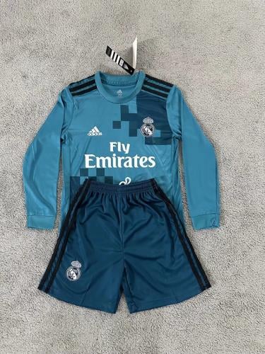 طقم ريال مدريد موسم 2017-2018 اطفال (ازرق) كم طويل