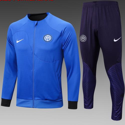 طقم تدريب شتوي انتر ميلان 2022-2023 ازرق سحاب كامل