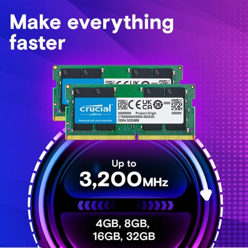 ذاكرة Crucial DDR4 بسعة 8 جيجابايت للابتوب – سرعة...