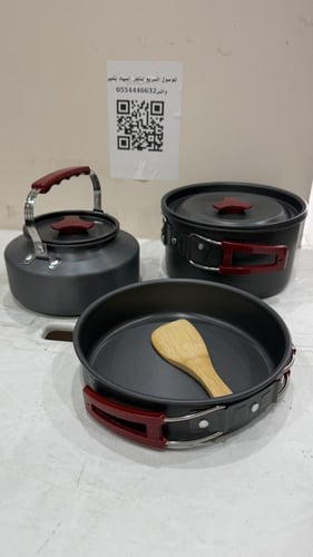 طقم الهايكنق قدر وتاوه وبريق وملعقة خشب