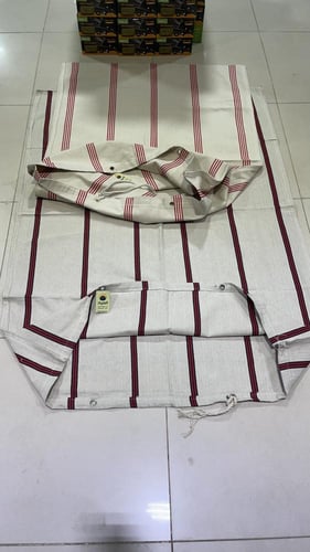 كيس عفش قماش مخطط مع عقدة ربط