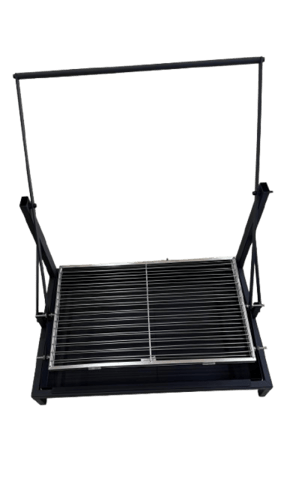 منقل مع شبك شوي متحرك يدوي مقاس الشبك ٥٨/٣٤ سم