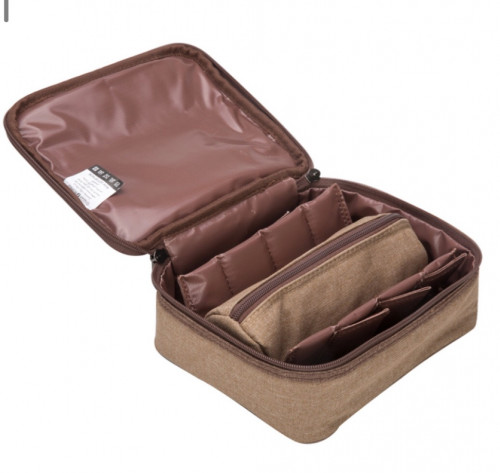 شنطة بيالات و فناجيل بطانة بي في سي قماش خشبي