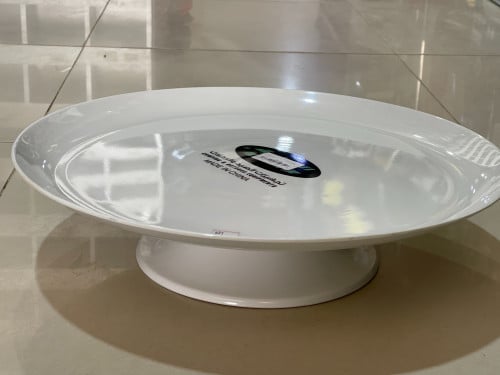 صحن ملامين أبيض 46 سم مع قاعدة قابلة للفك