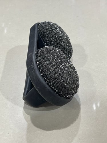 سلك استيل لتنظيف شبوك الشوي مزدوج مع مقبض بلاستيك