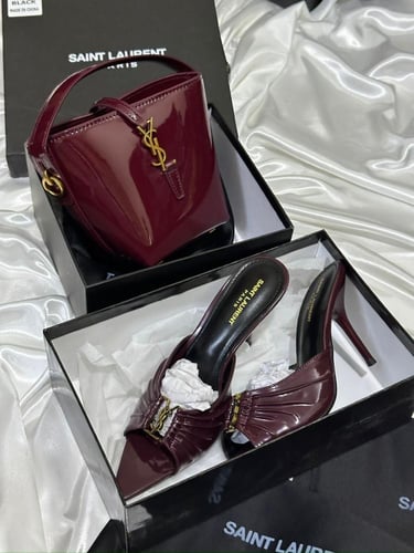 طقم حقيبة فلات سان لوران + الملحقات ( لمعه )