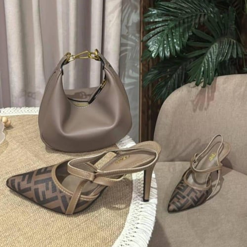 طقم فندي حقيبة + كعب بيج مع الملحقات /Fendi packag...