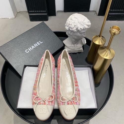 شوز باليرينا شانيل ( ابيض + وردي ملونه )