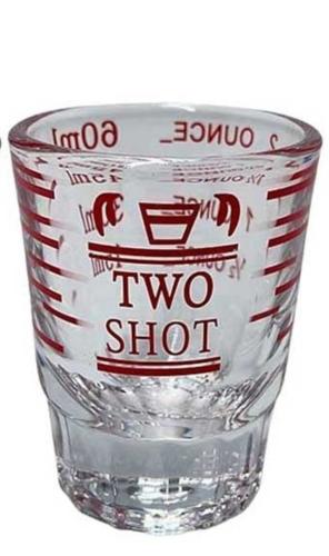 كوب زجاجي لقياس الاسبريسو دبل شوت احمر