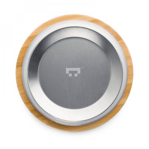 كوب شاي وفلتر زجاجي مع غطاء من الخيزران