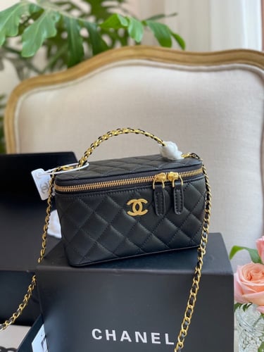 Chanel caviar leather vanity mirror