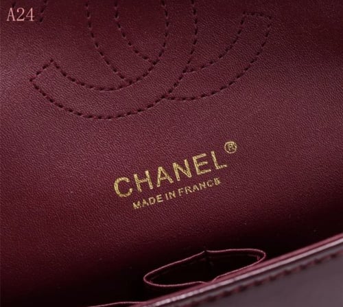Chanel burgundy shiny flap gold