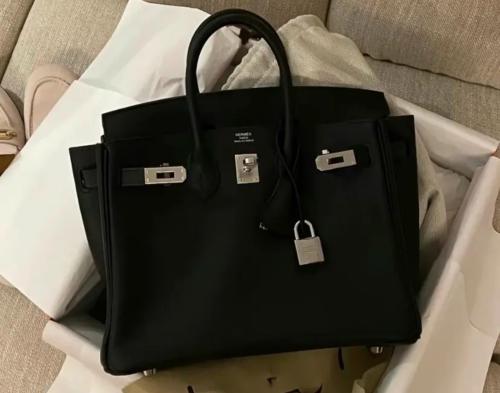 Black birkin 25 silver