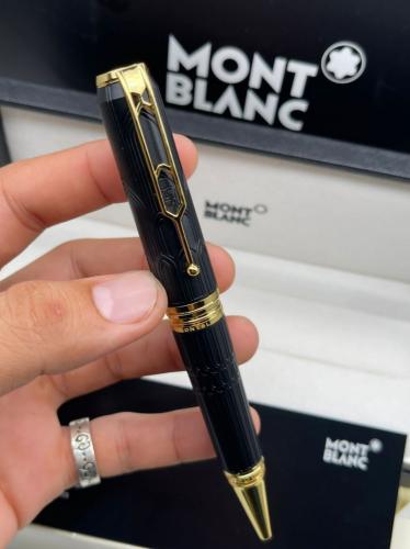 قلم مونت بلانك هوقو اسود بذهبي فرار