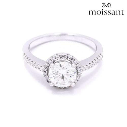 خاتم 1.0 قيراط Round halo مع 50 حجر زيريكون جانبي