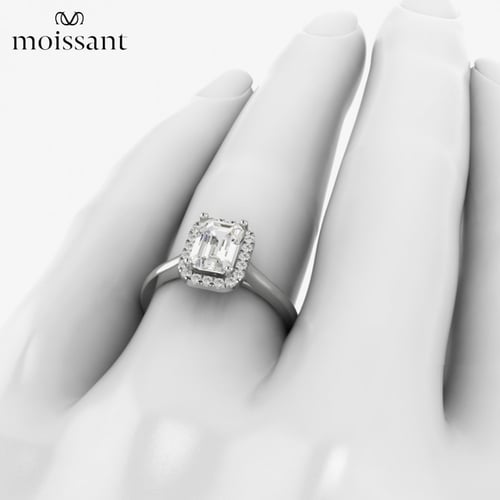 خاتم 1.17 قيراط Emerald halo مع 20 حجر جانبي