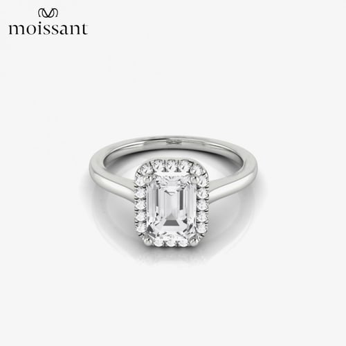 خاتم 1.17 قيراط Emerald halo مع 20 حجر جانبي