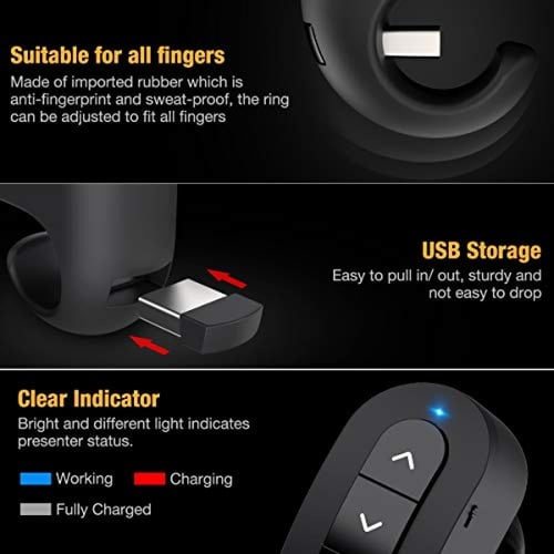 خاتم لا سلكي للعروض بمؤشر ضوئي