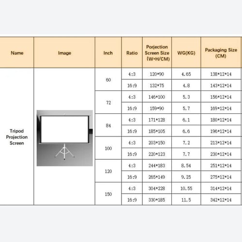 ستارة بروجكتر 120 بوصة بترايبود قابل للطي