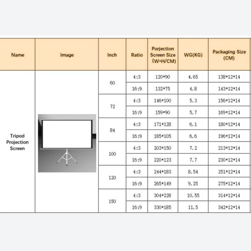ستارة بروجكتر 72 بوصة بترايبود قابل للطي
