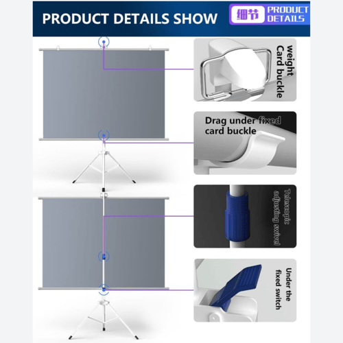 ستارة بروجكتر 72 بوصة بترايبود قابل للطي